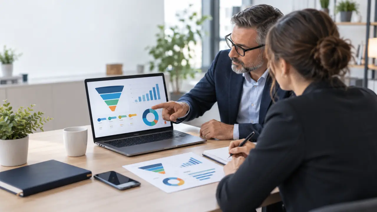 Analyse d'un tunnel de vente B2B sur un tableau de bord marketing