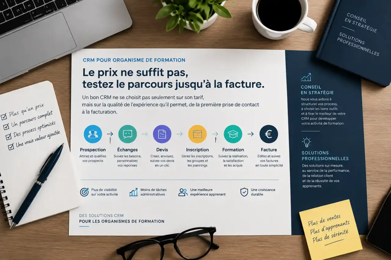 CRM pour organisme de formation : le prix ne suffit pas, testez le parcours jusqu’à la facture