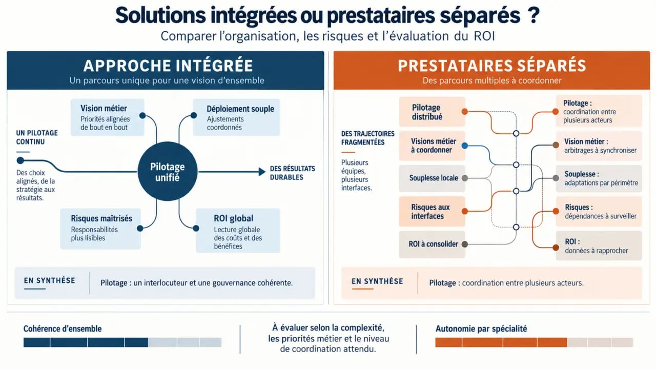 Infographie comparative des integrated business solutions et des prestataires séparés