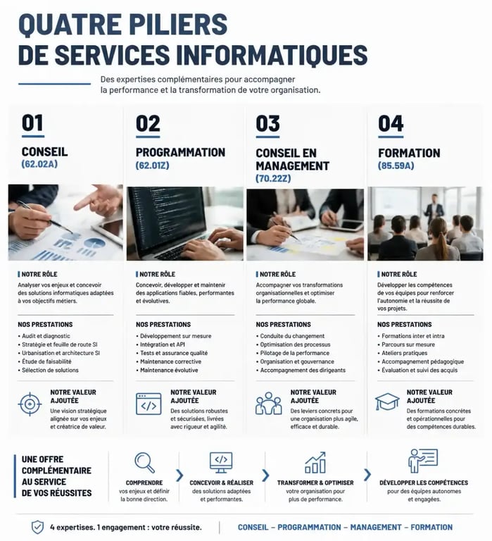 Comparatif des codes APE pour le conseil en systèmes et logiciels informatiques et métiers connexes