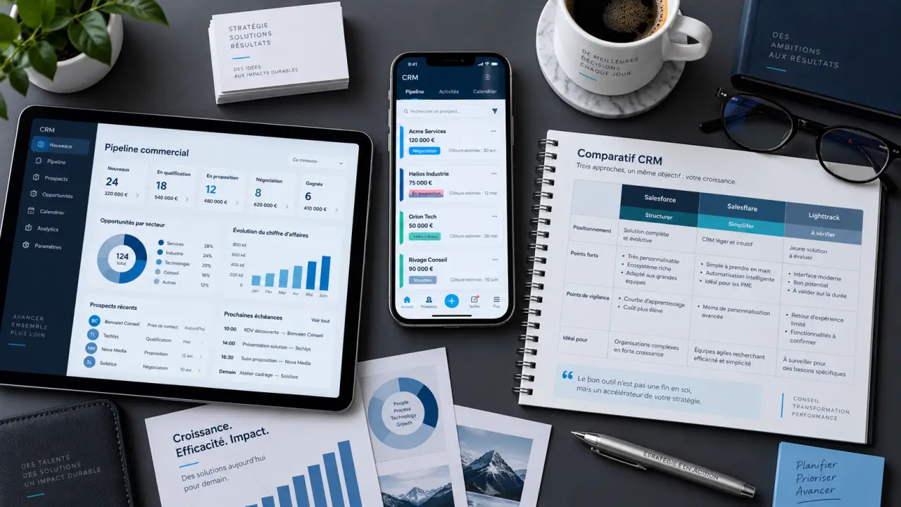 CRM mobile : Salesforce pour structurer, Salesflare pour simplifier, Lighttrack à vérifier