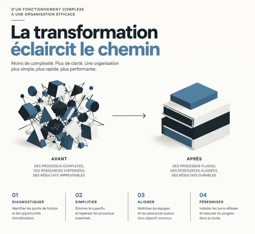 Illustration conceptuelle de transformation opérationnelle par des Strategic Business Solutions